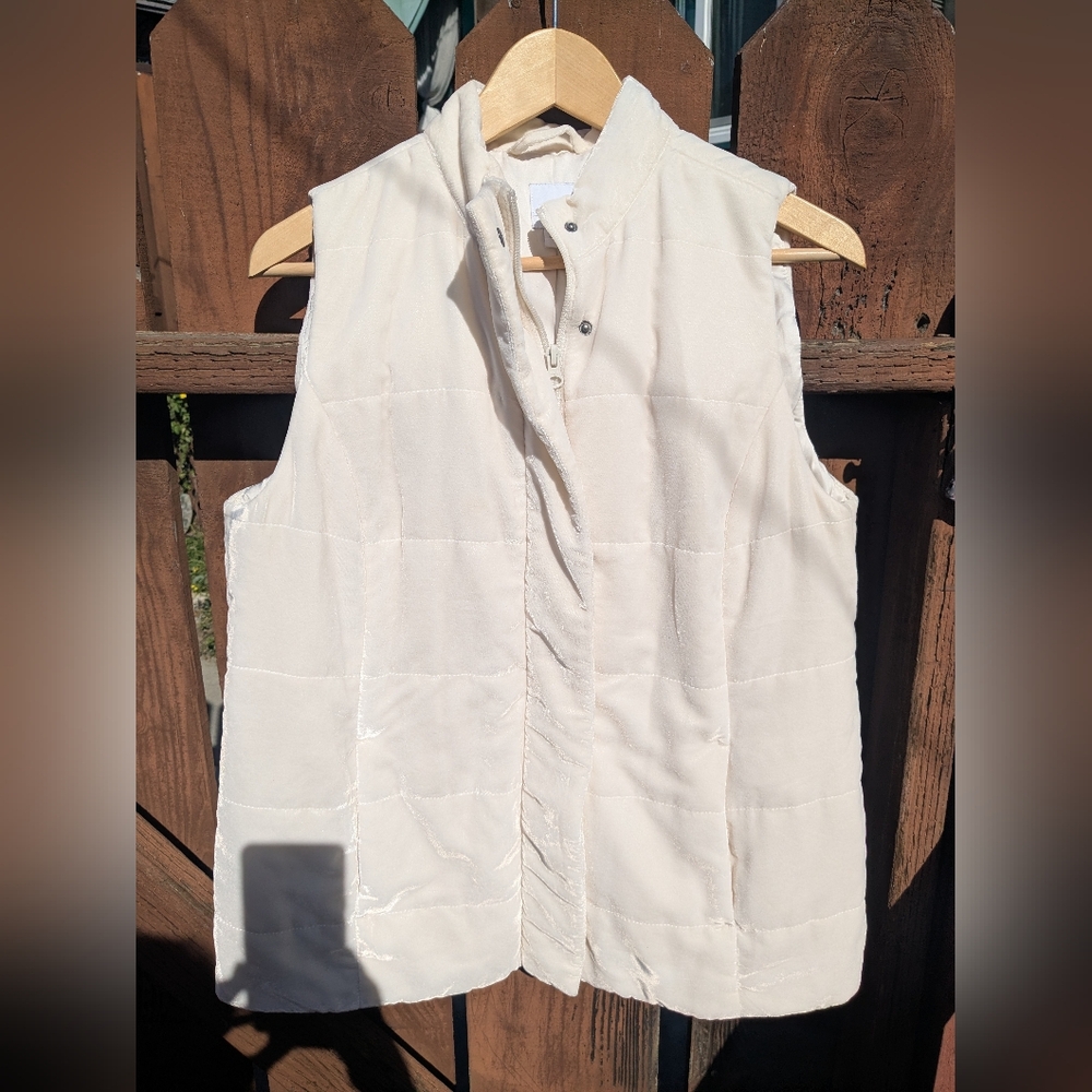J. Jill Cream-Colored Soft, Quilted Vest, small